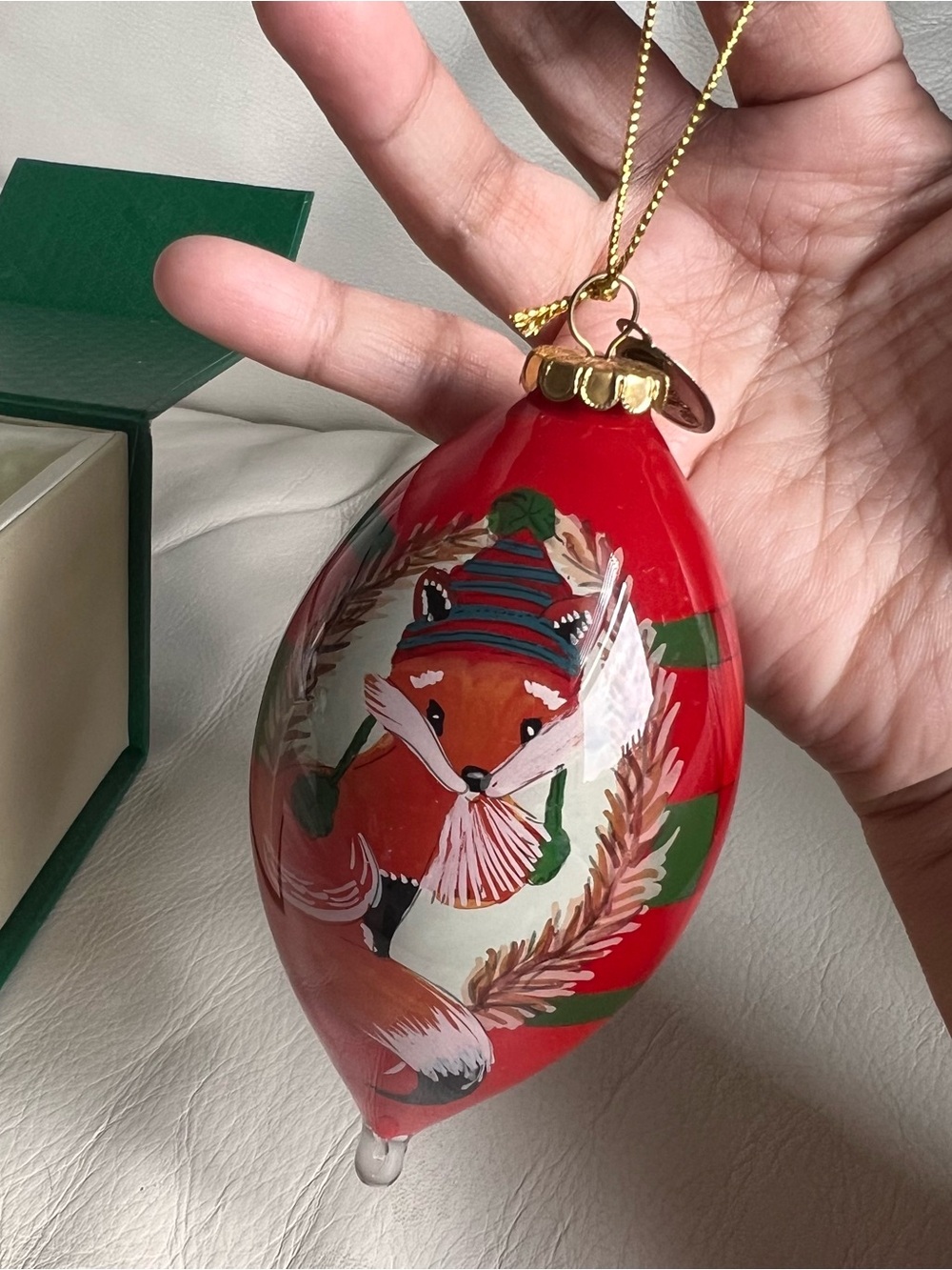 Pier 1 Red Fox Ornament with Box